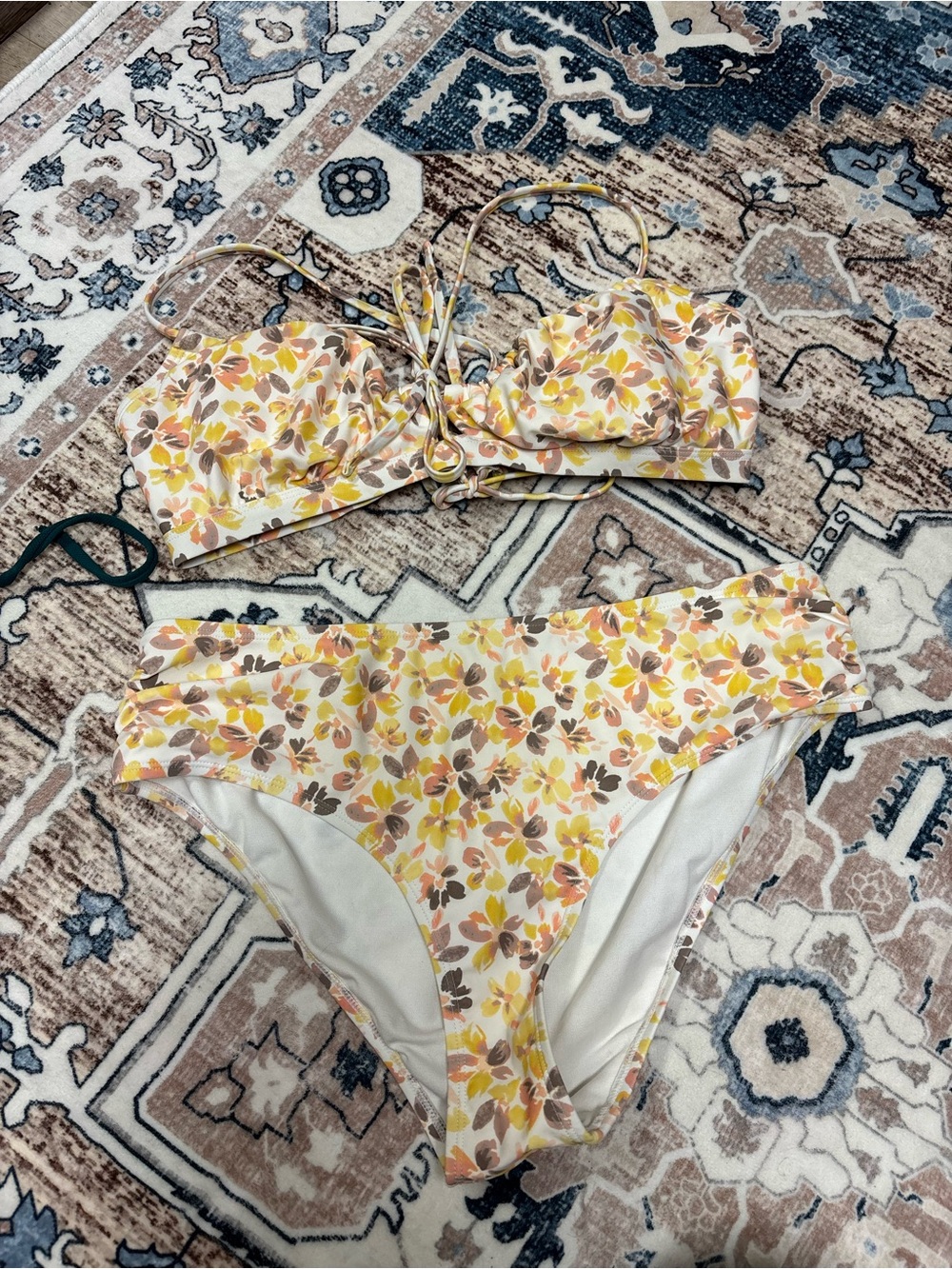 Cupshe Yellow Multi Floral Tie-Front Bikini Set